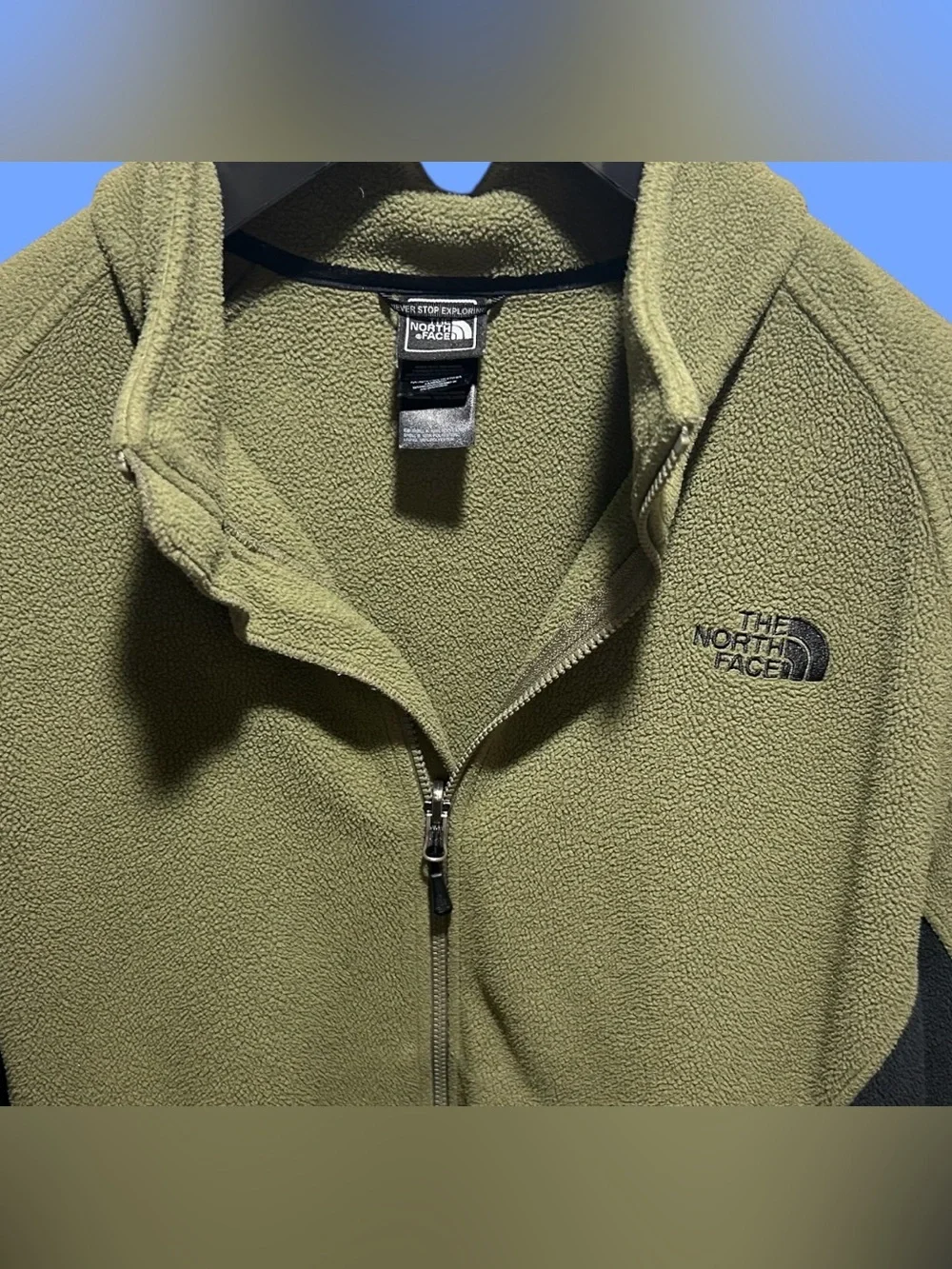 The North Face Olive Green & Black Full Zip Fleece Jacket Men’s XL